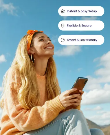 User enjoying benefits of eSIM for instant data and no physical SIM card